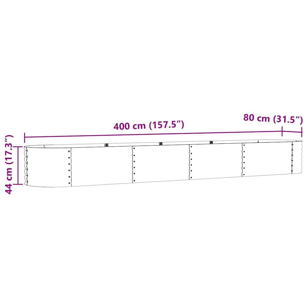 vidaXL Podniesiony grządka Brązowy 400 x 80 x 44 cm Stal