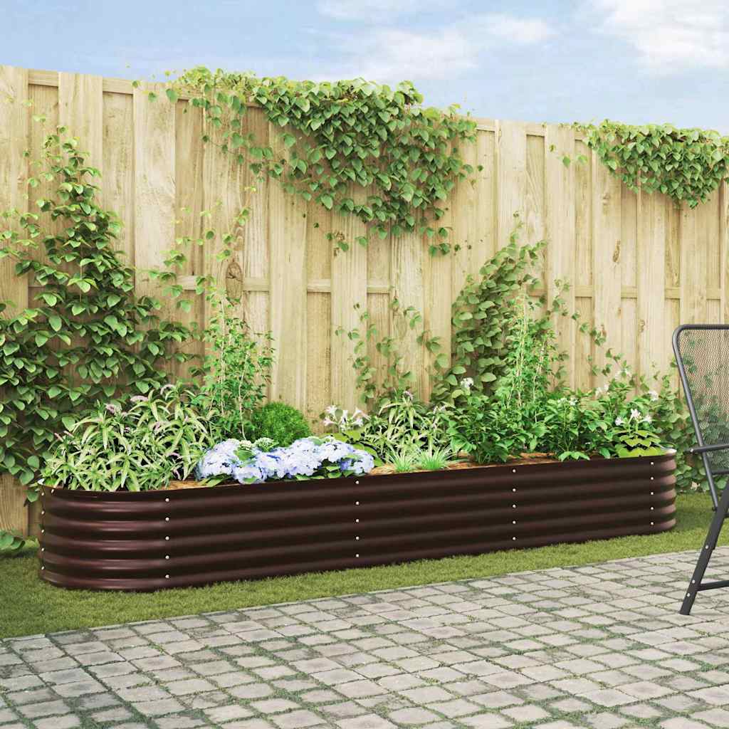 vidaXL Podniesiony grządka Brązowy 320 x 80 x 44 cm Stal