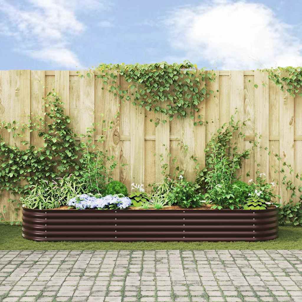 vidaXL Podniesiony grządka Brązowy 320 x 80 x 44 cm Stal