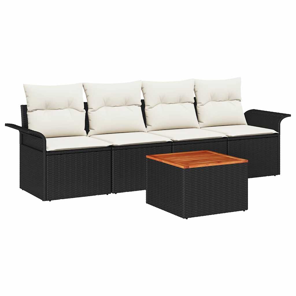 vidaXL Zestaw Sof na Ogród z poduszką 5 pcs Czarny polirattan