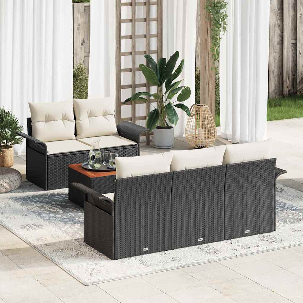 vidaXL Zestaw Sof na Ogród z poduszką 6 pcs Czarny polirattan