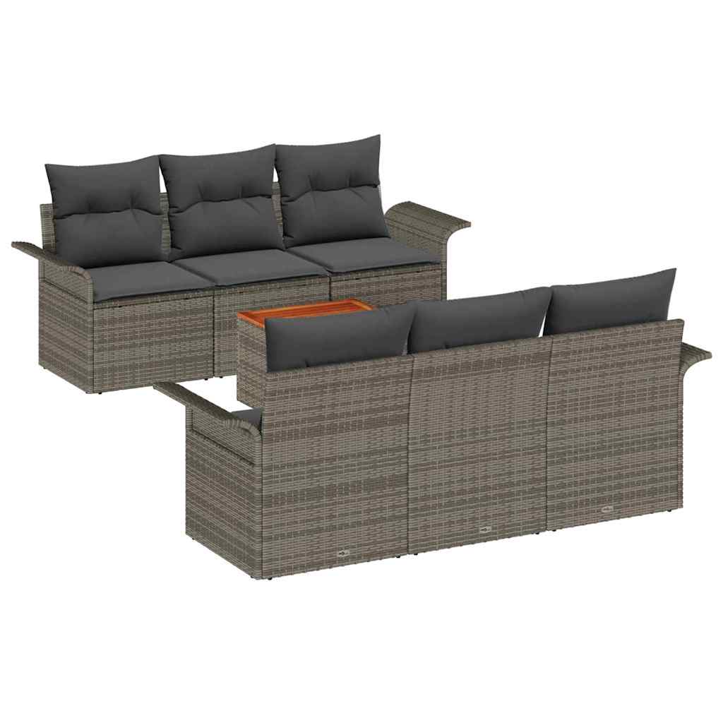 vidaXL Zestaw Sof na Ogród z poduszką 7 pcs Szary polirattan