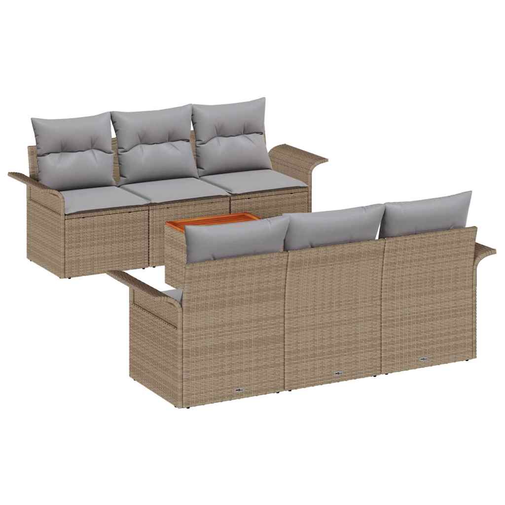 vidaXL Zestaw Sof na Ogród z poduszką 7 pcs Beżowy polirattan
