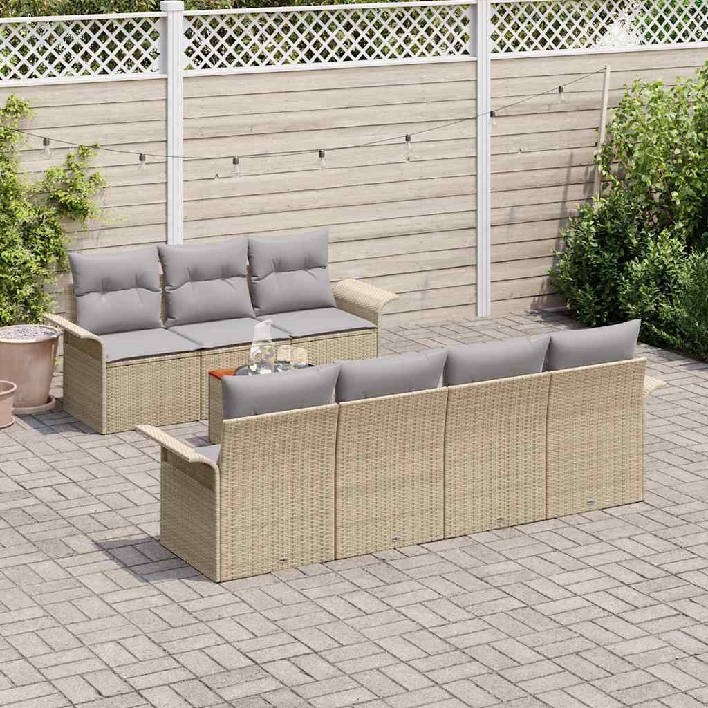 vidaXL Zestaw Sof na Ogród z poduszką 8 pcs Beżowy polirattan
