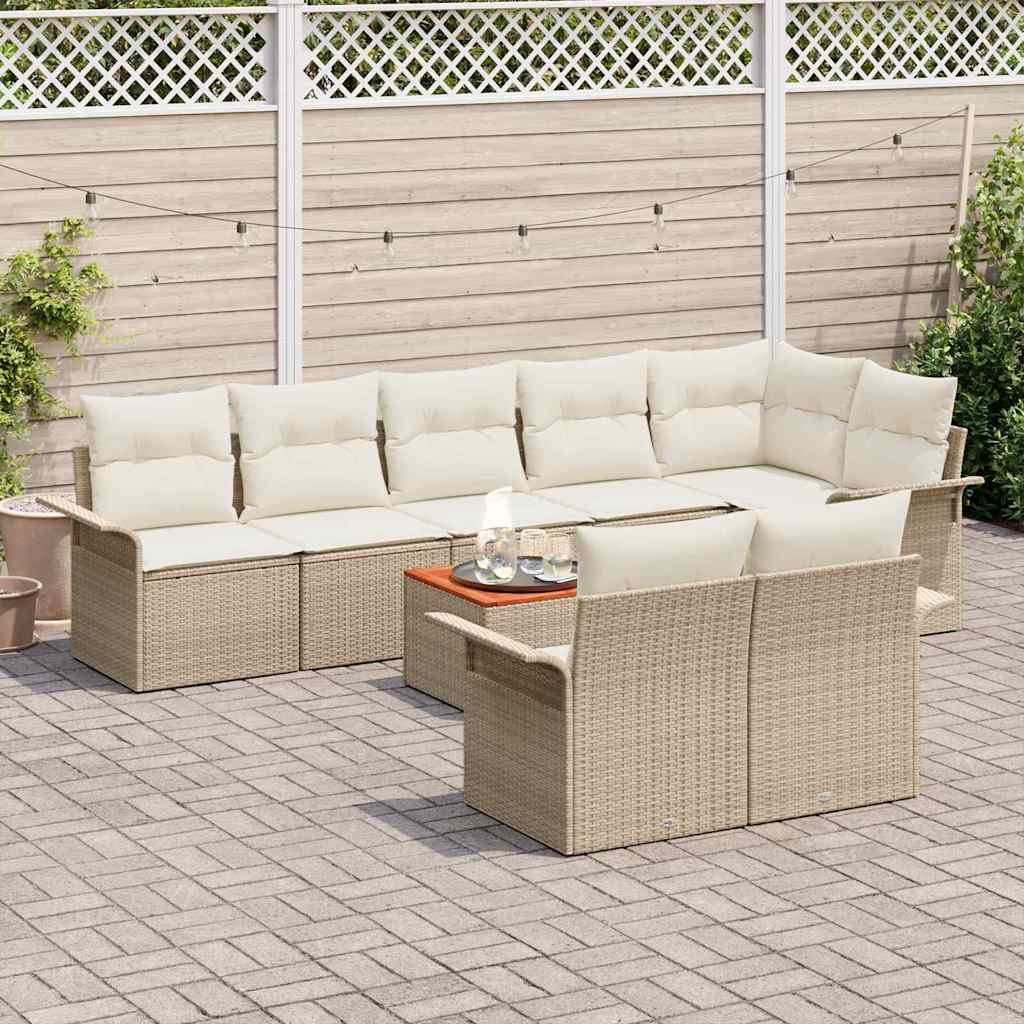 vidaXL Zestaw Sof na Ogród z poduszką 9 pcs Beżowy polirattan