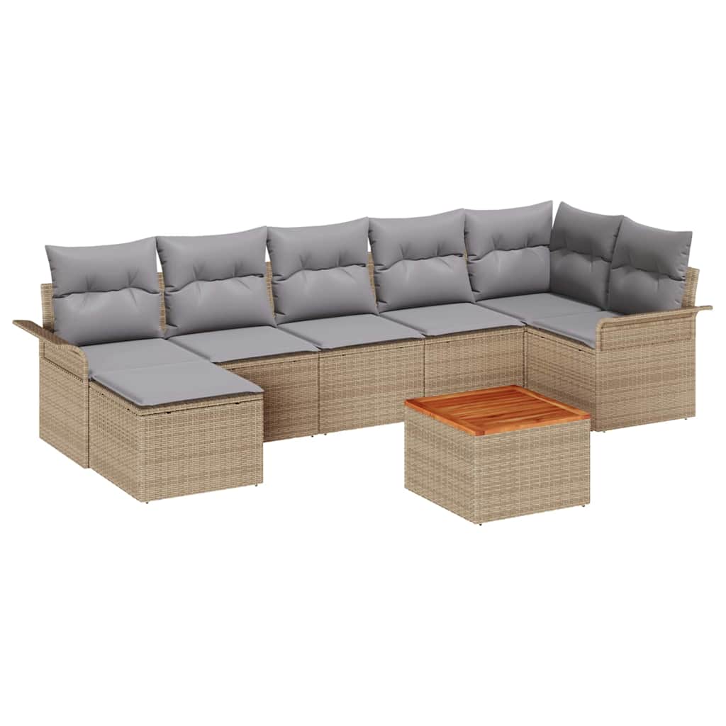 vidaXL Zestaw Sof na Ogród z poduszką 8 pcs Beżowy polirattan