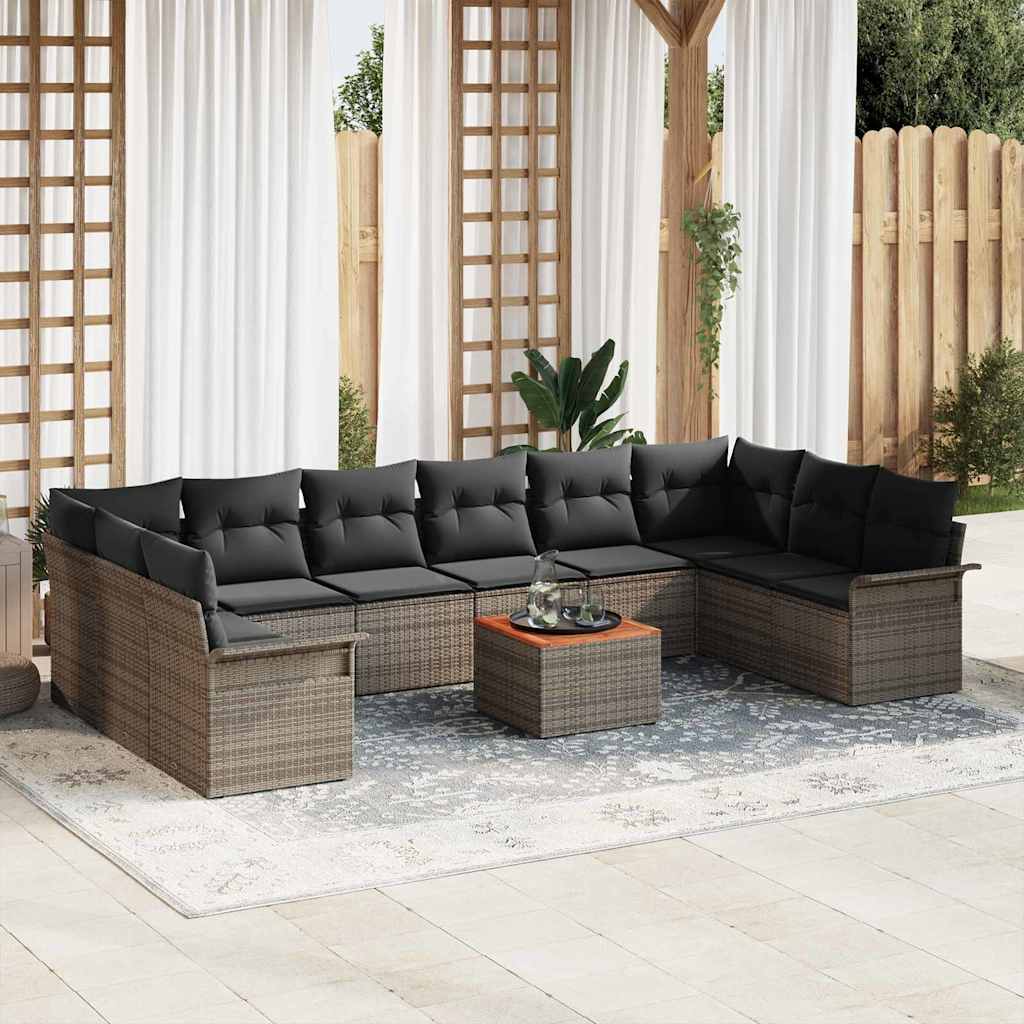vidaXL Zestaw Sof na Ogród z poduszką 11 pcs Szary polirattan