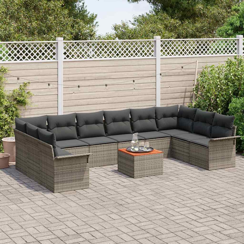vidaXL Zestaw Sof na Ogród z poduszką 11 pcs Szary polirattan