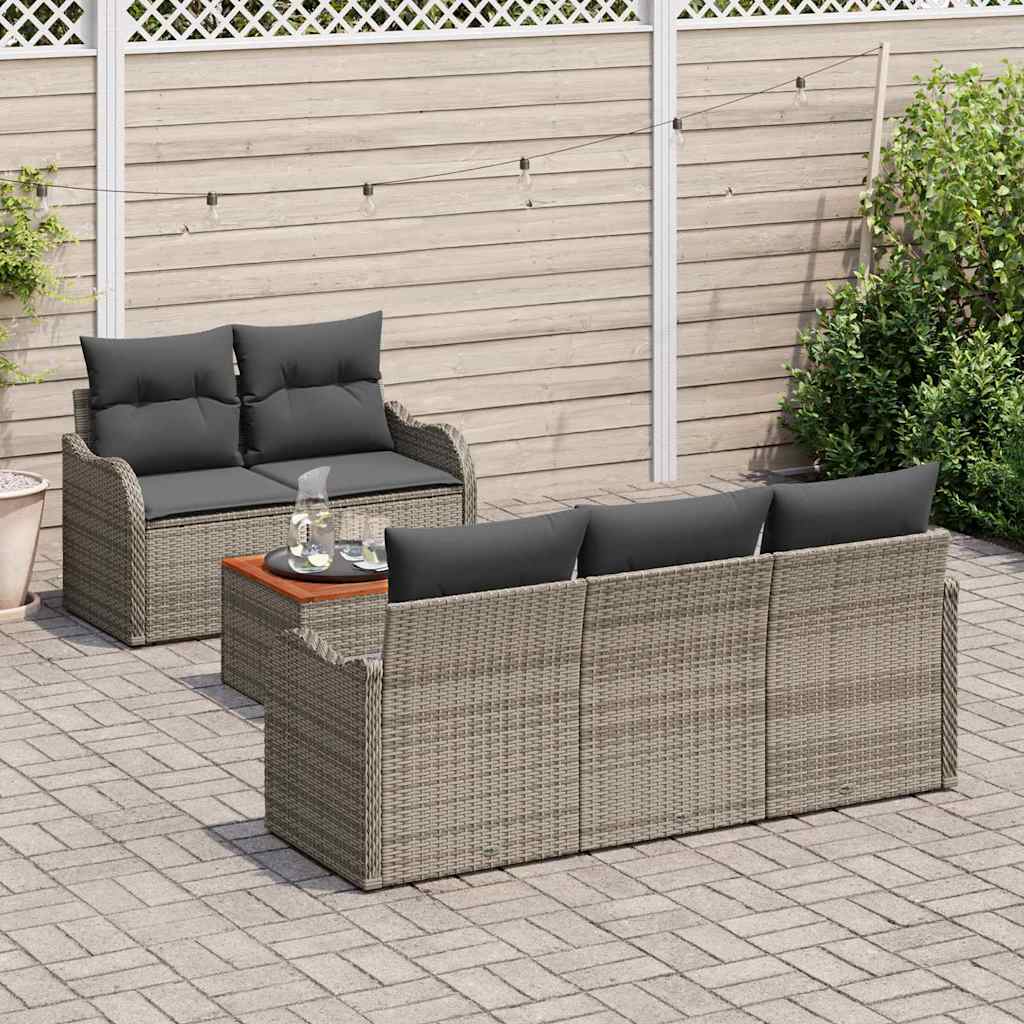 vidaXL Zestaw Sof na Ogród z poduszką 6 pcs Szary polirattan