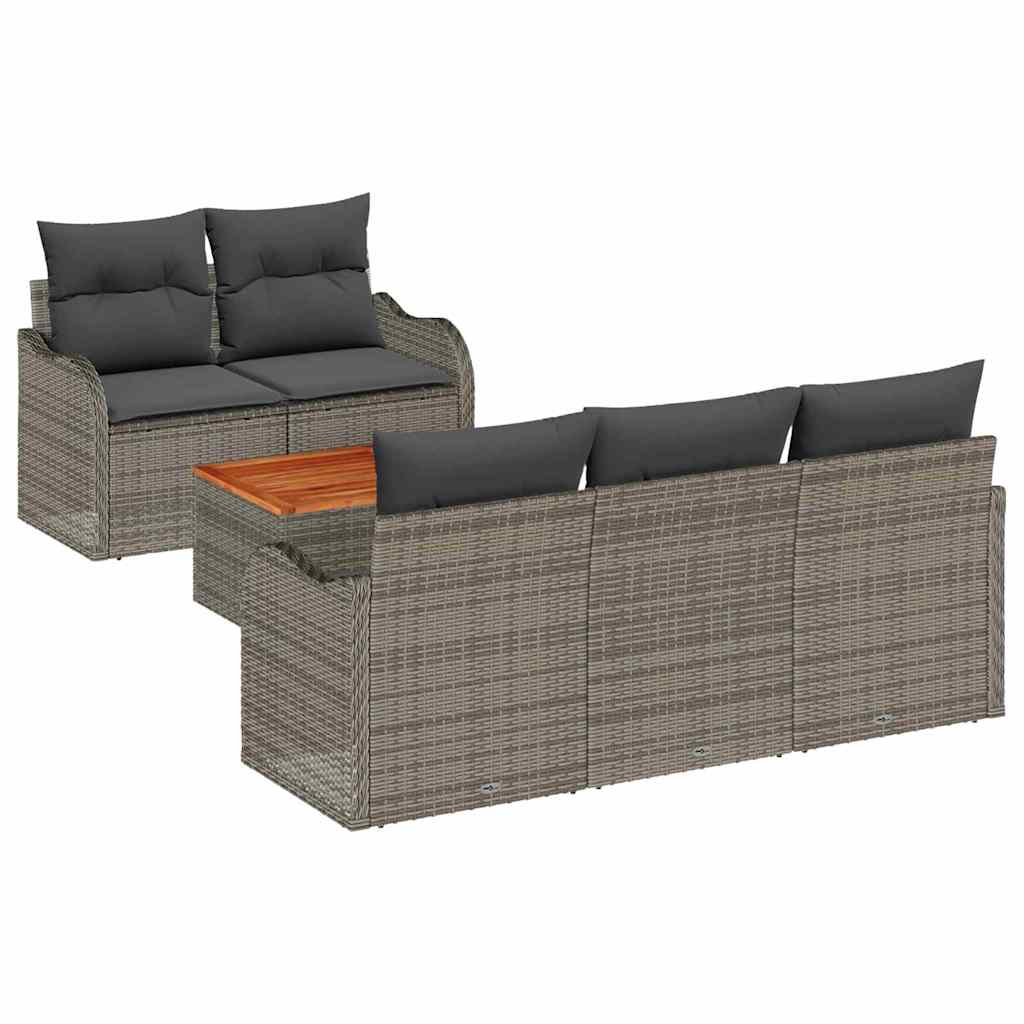 vidaXL Zestaw Sof na Ogród z poduszką 6 pcs Szary polirattan