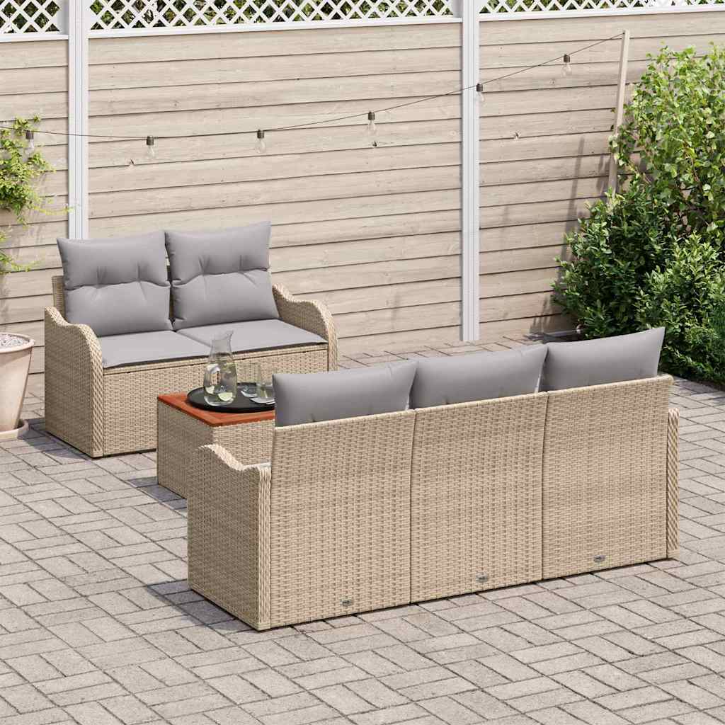 vidaXL Zestaw Sof na Ogród z poduszką 6 pcs Beżowy polirattan