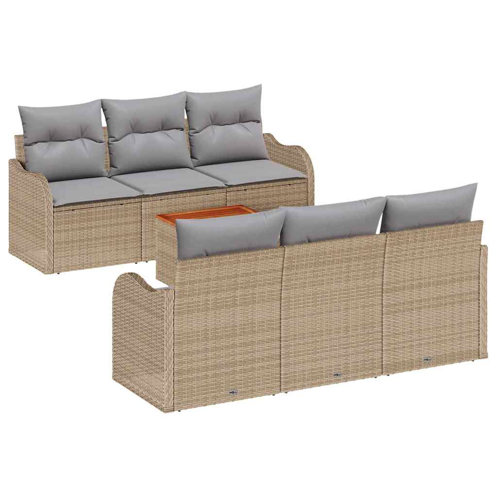 vidaXL Zestaw Sof na Ogród z poduszką 7 pcs Beżowy polirattan