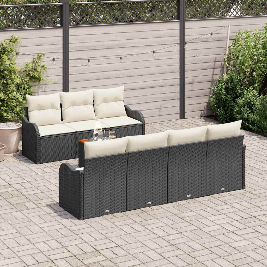vidaXL Zestaw Sof na Ogród z poduszką 8 pcs Czarny polirattan