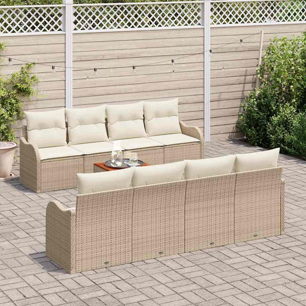 vidaXL Zestaw Sof na Ogród z poduszką 9 pcs Beżowy polirattan