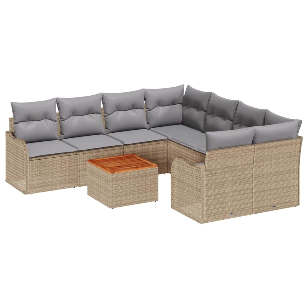 vidaXL Zestaw Sof na Ogród z poduszką 9 pcs Beżowy polirattan