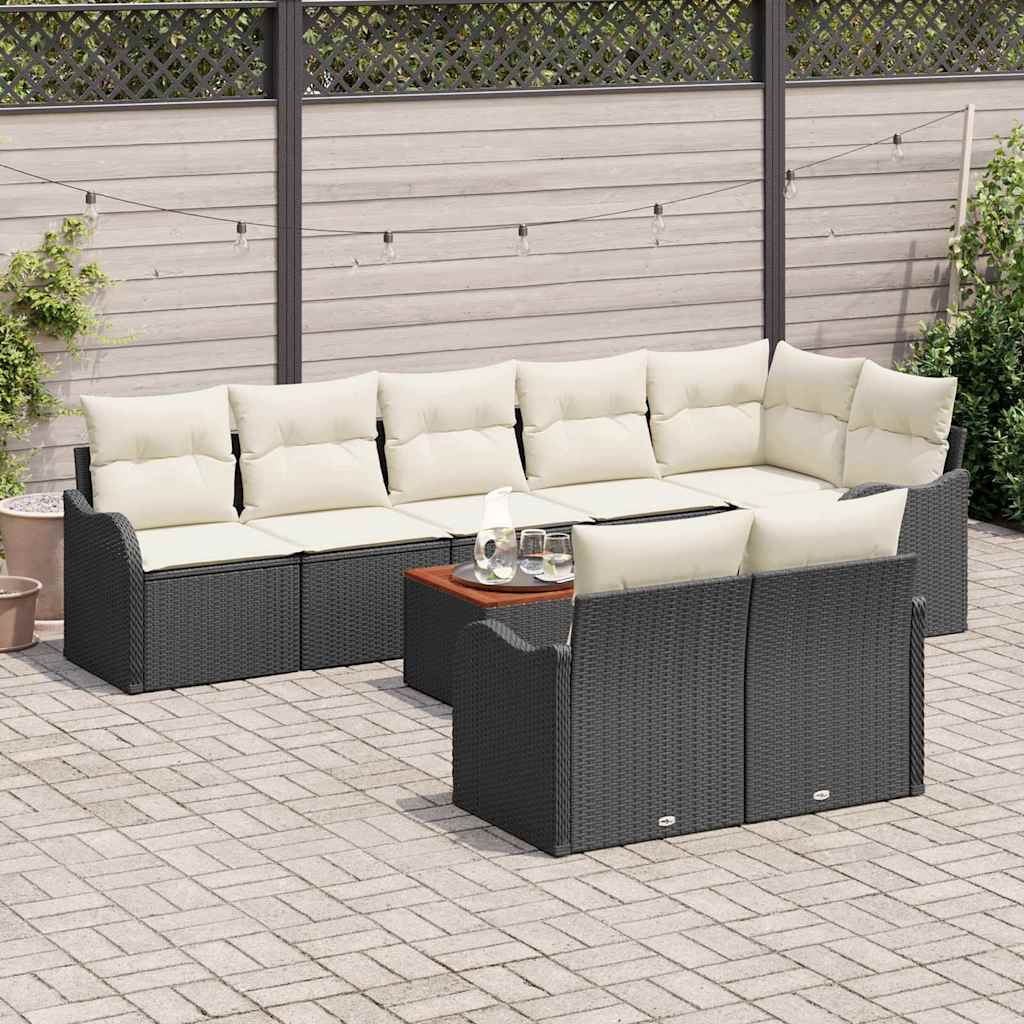 vidaXL Zestaw Sof na Ogród z poduszką 9 pcs Czarny polirattan
