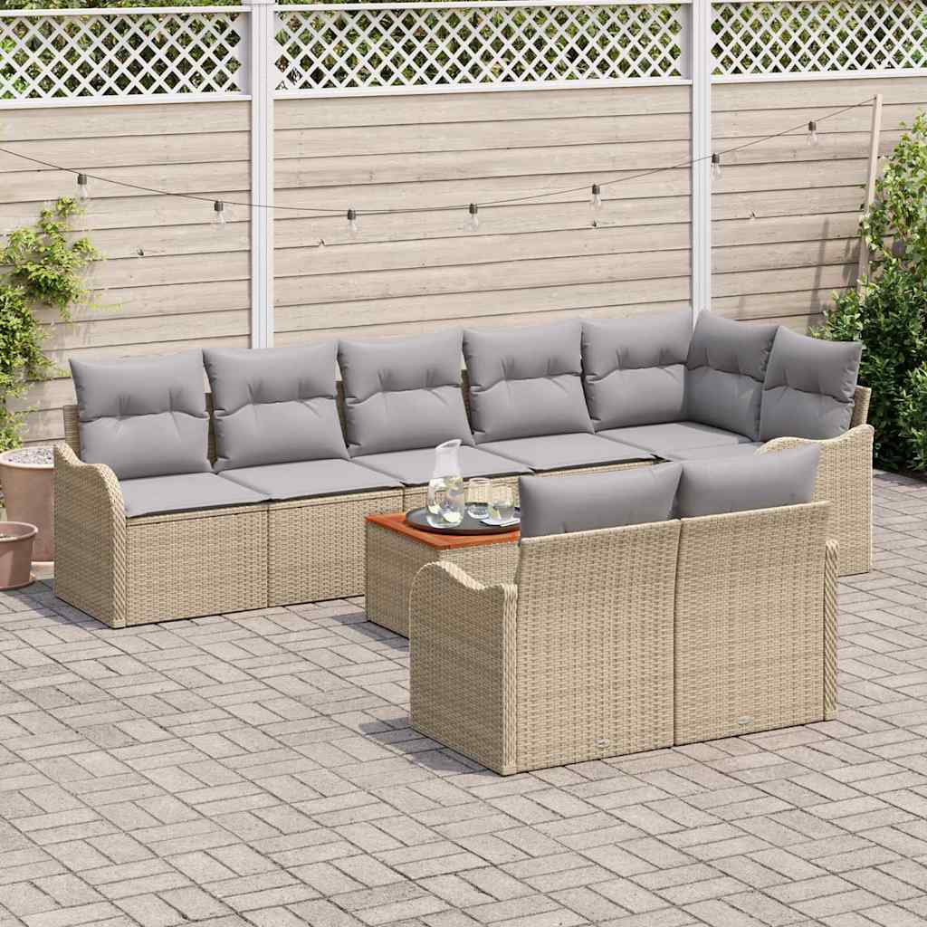vidaXL Zestaw Sof na Ogród z poduszką 9 pcs Beżowy polirattan