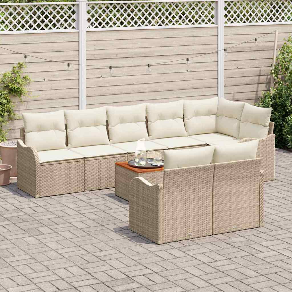 vidaXL Zestaw Sof na Ogród z poduszką 9 pcs Beżowy polirattan