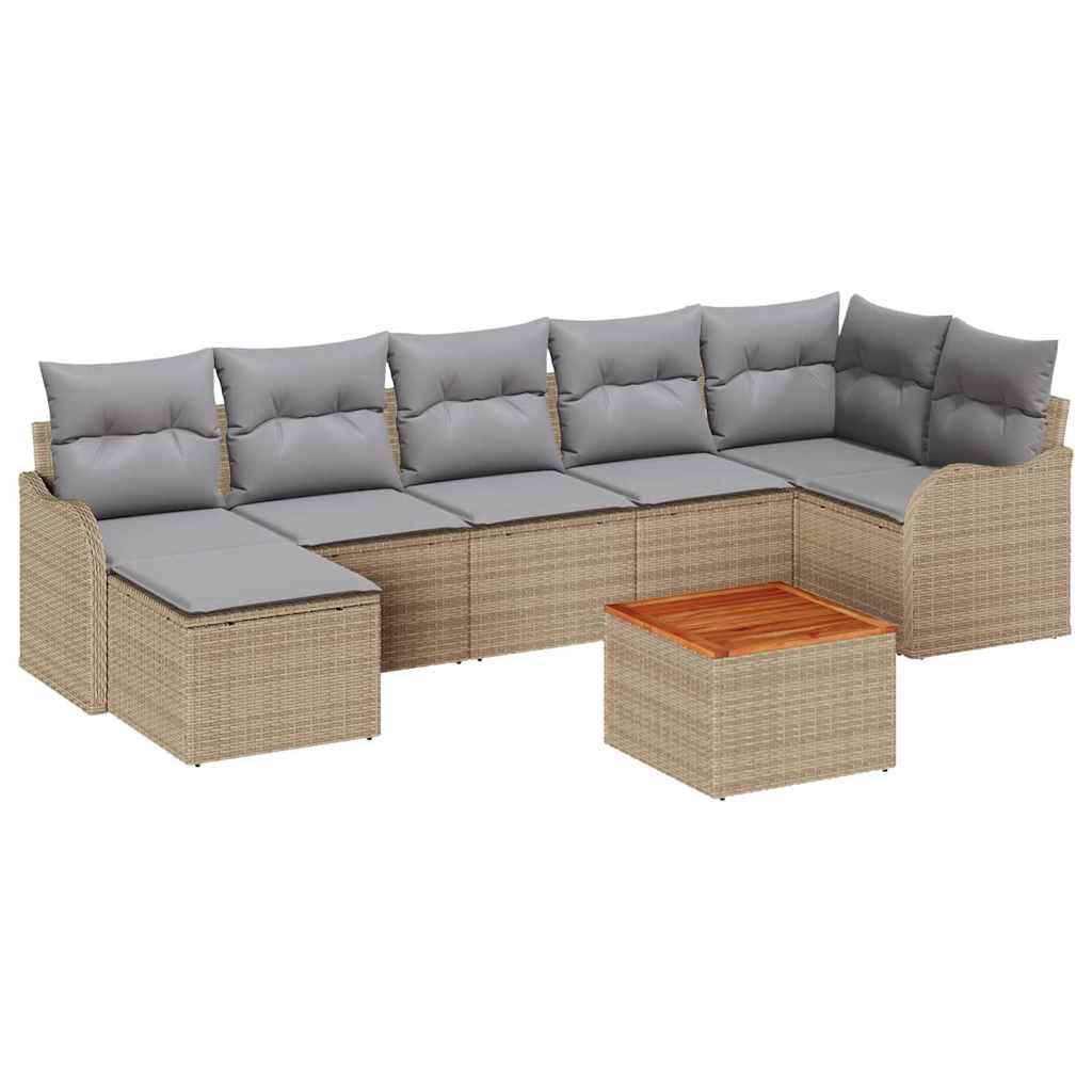vidaXL Zestaw Sof na Ogród z poduszką 8 pcs Beżowy polirattan