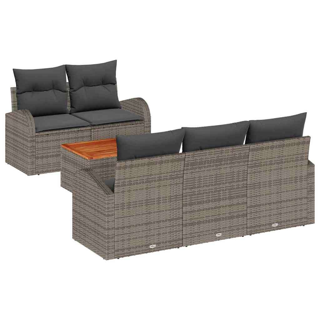 vidaXL Zestaw Sof na Ogród z poduszką 6 pcs Szary polirattan