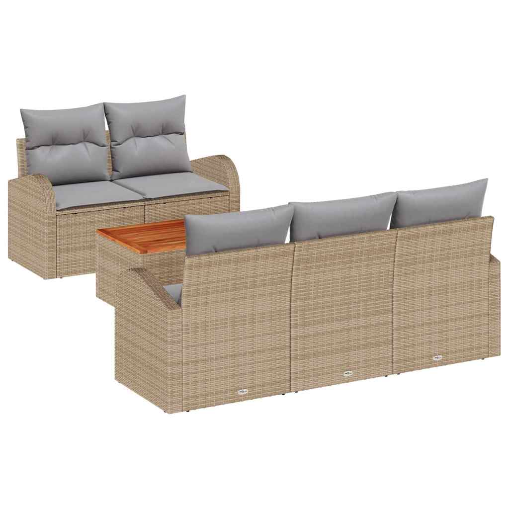 vidaXL Zestaw Sof na Ogród z poduszką 6 pcs Beżowy polirattan