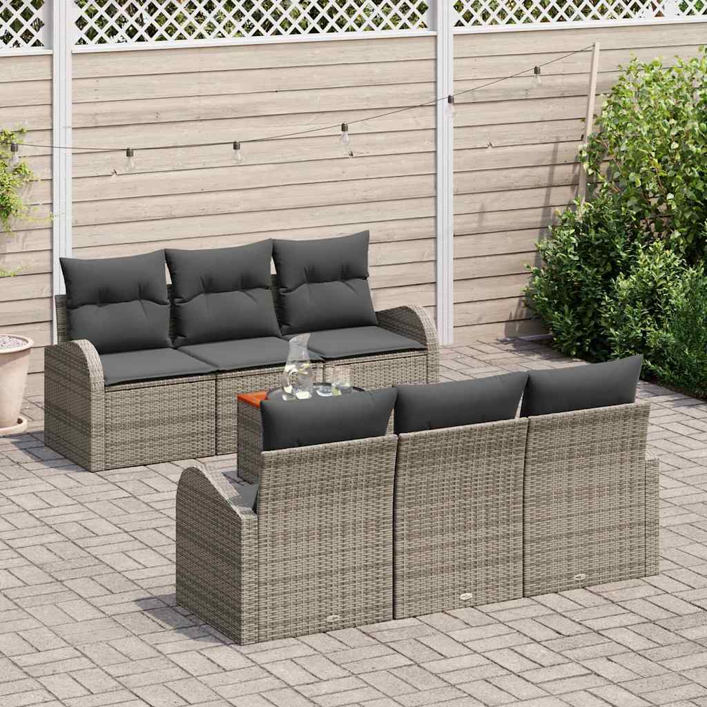 vidaXL Zestaw Sof na Ogród z poduszką 7 pcs Szary polirattan