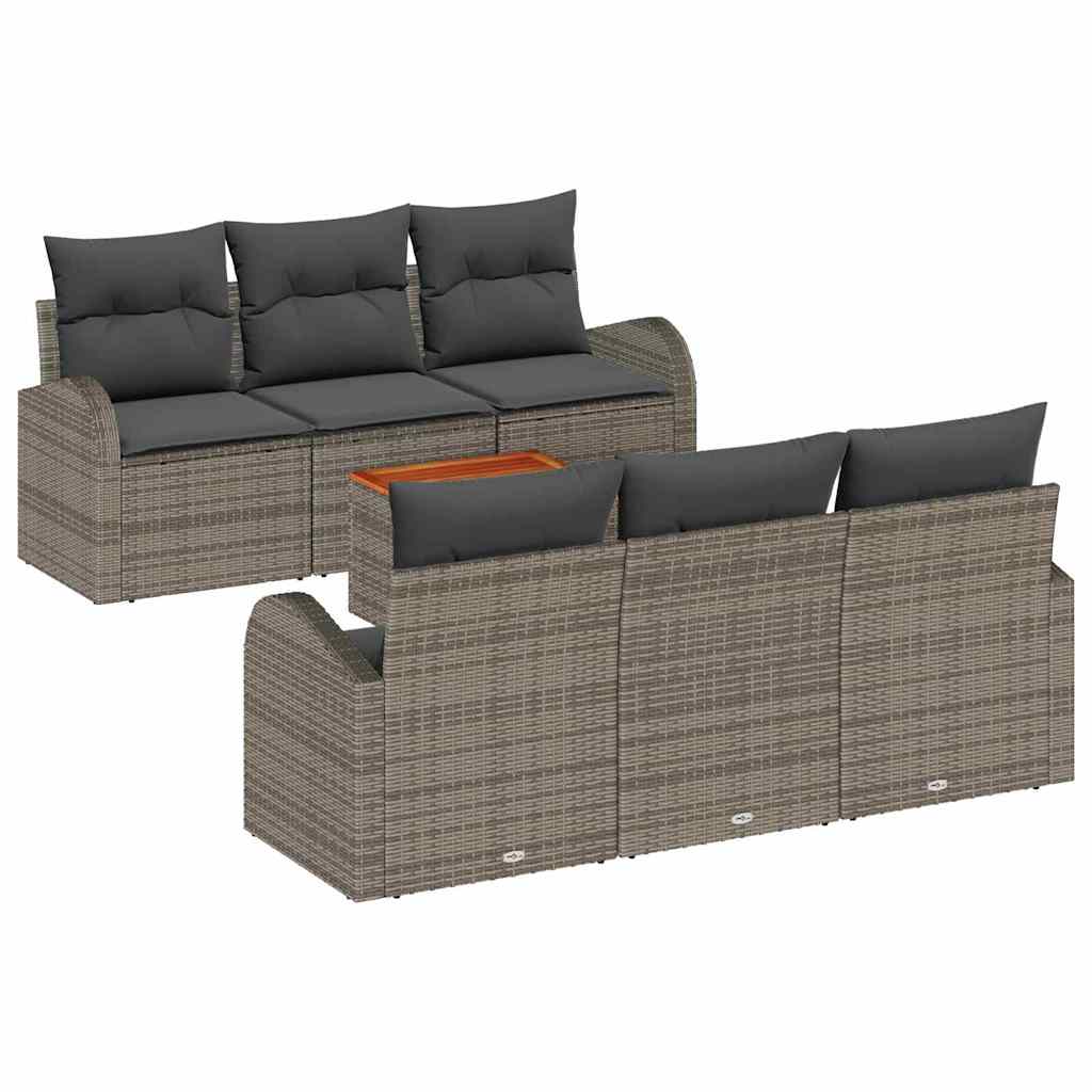 vidaXL Zestaw Sof na Ogród z poduszką 7 pcs Szary polirattan