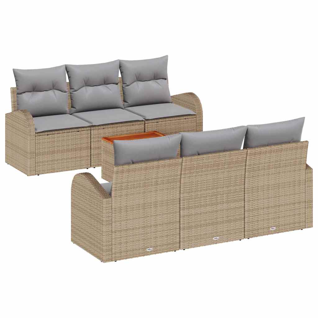 vidaXL Zestaw Sof na Ogród z poduszką 7 pcs Beżowy polirattan