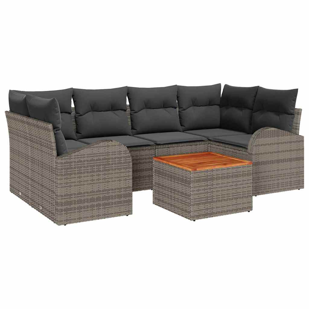 vidaXL Zestaw Sof na Ogród z poduszką 7 pcs Szary polirattan