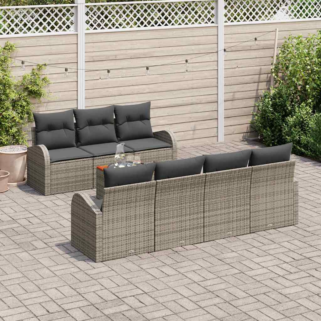vidaXL Zestaw Sof na Ogród z poduszką 8 pcs Szary polirattan
