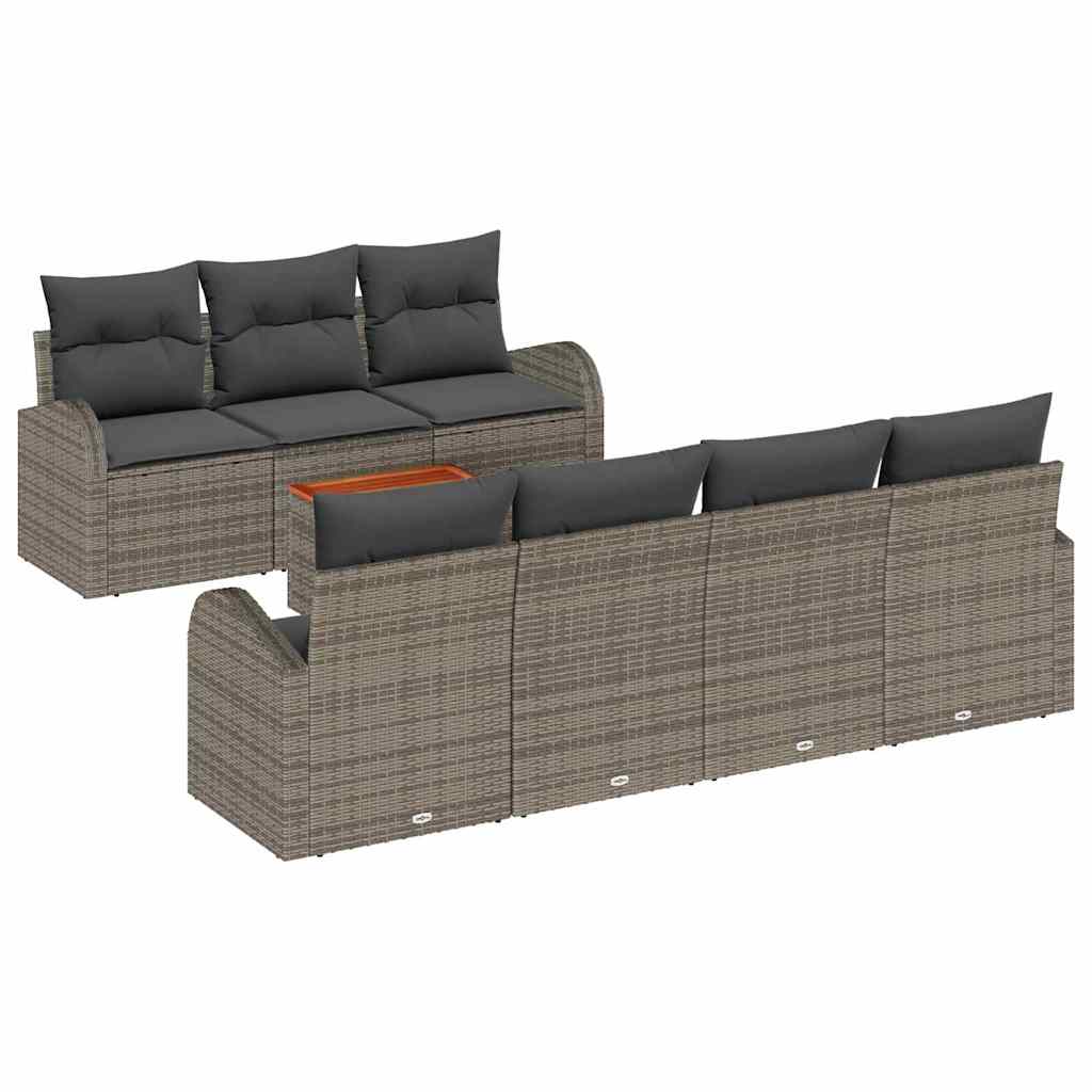 vidaXL Zestaw Sof na Ogród z poduszką 8 pcs Szary polirattan
