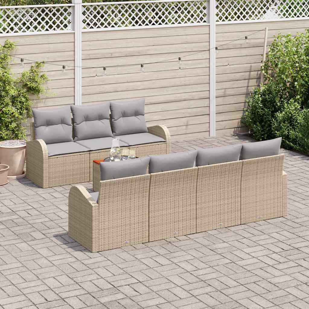 vidaXL Zestaw Sof na Ogród z poduszką 8 pcs Beżowy polirattan