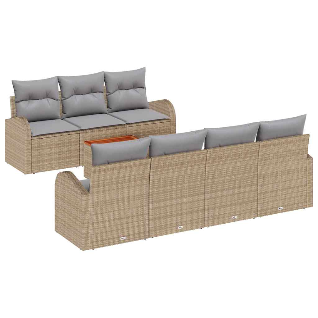 vidaXL Zestaw Sof na Ogród z poduszką 8 pcs Beżowy polirattan