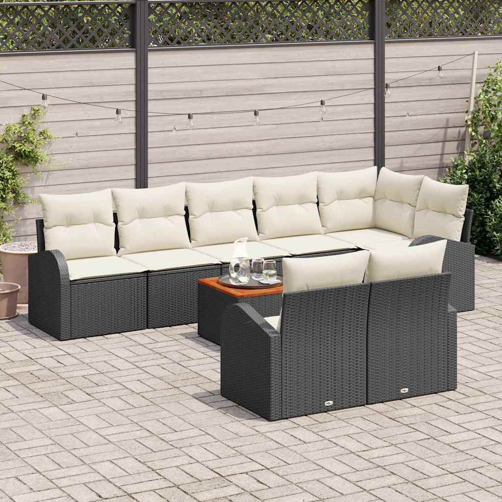 vidaXL Zestaw Sof na Ogród z poduszką 9 pcs Czarny polirattan