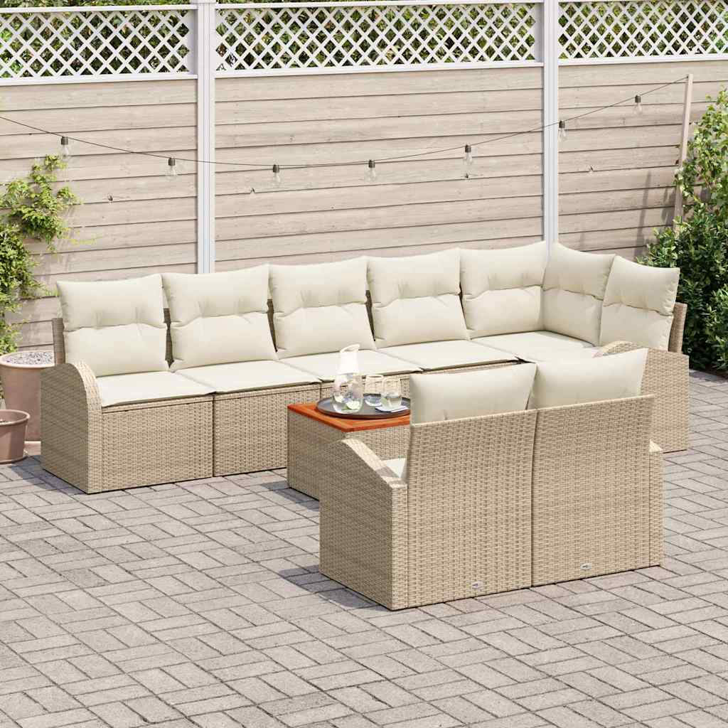 vidaXL Zestaw Sof na Ogród z poduszką 9 pcs Beżowy polirattan