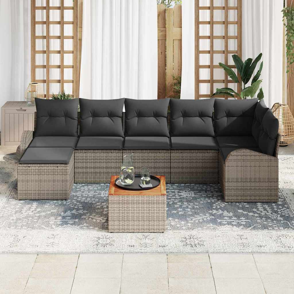 vidaXL Zestaw Sof na Ogród z poduszką 8 pcs Szary polirattan