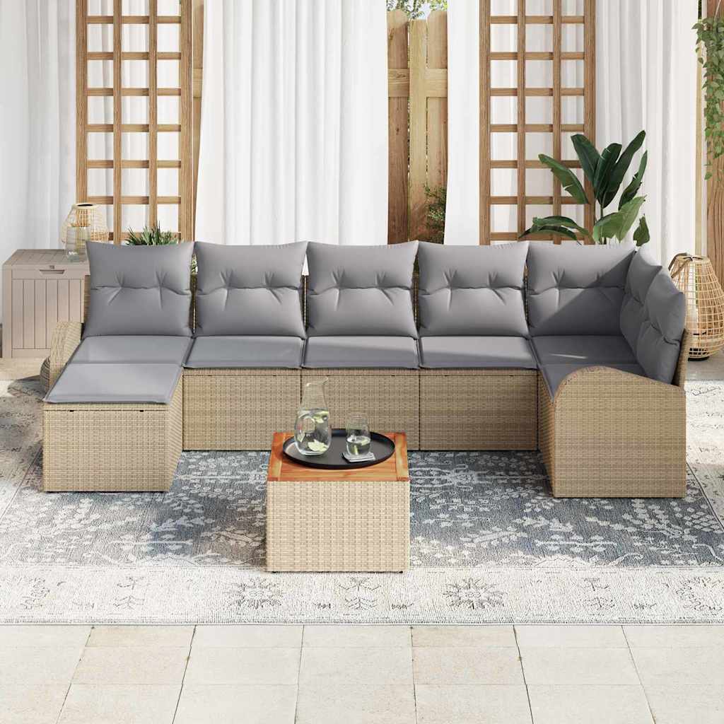 vidaXL Zestaw Sof na Ogród z poduszką 8 pcs Beżowy polirattan