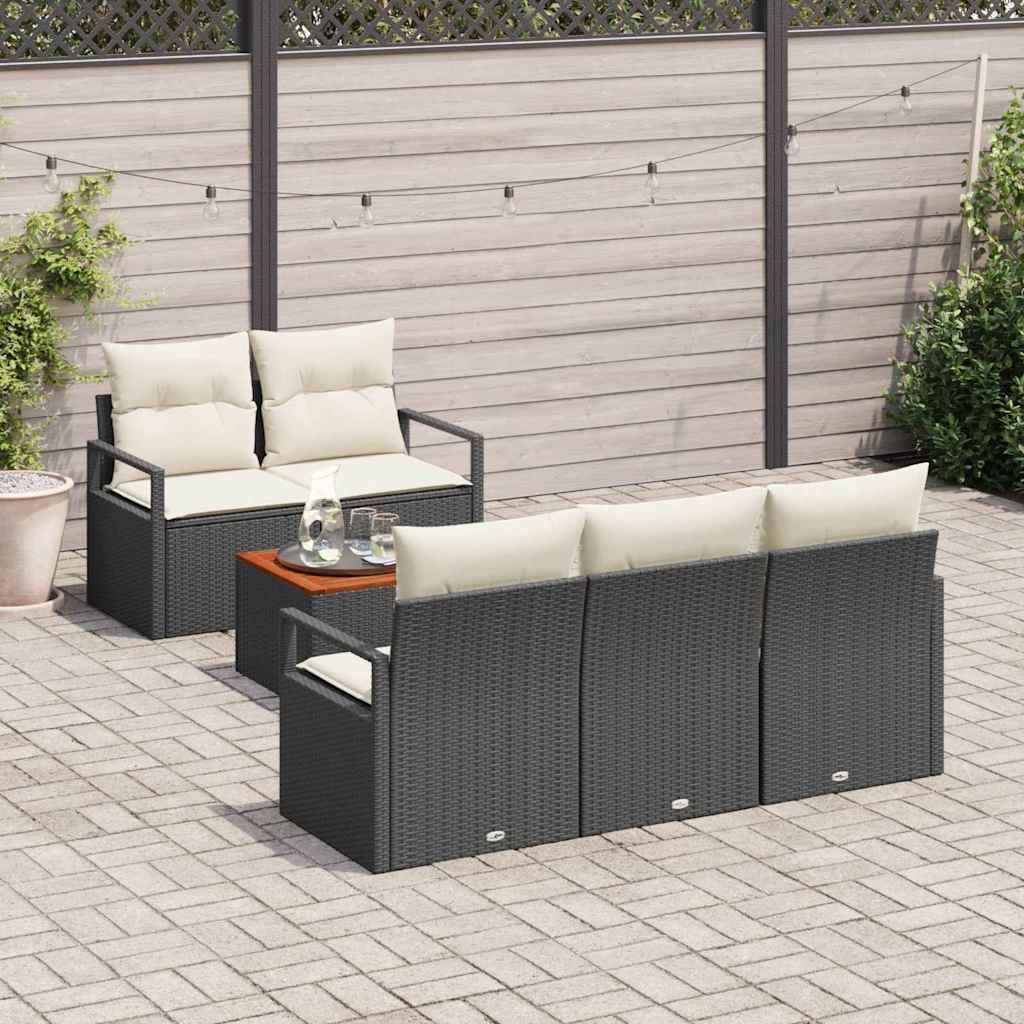 vidaXL Zestaw Sof na Ogród z poduszką 6 pcs Czarny polirattan