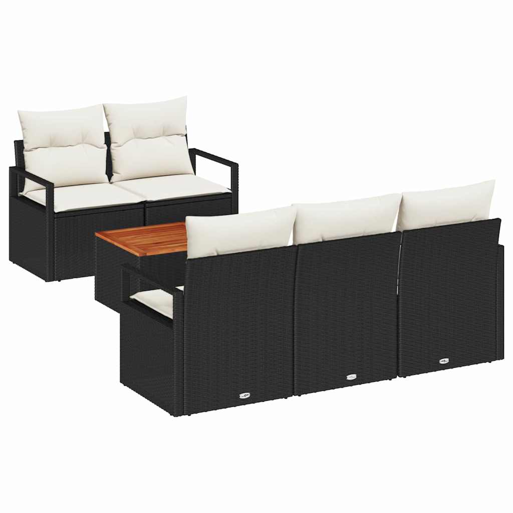 vidaXL Zestaw Sof na Ogród z poduszką 6 pcs Czarny polirattan
