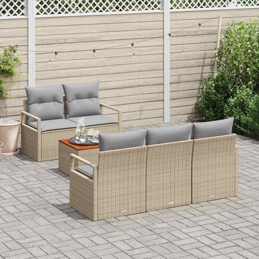 vidaXL Zestaw Sof na Ogród z poduszką 6 pcs Beżowy polirattan