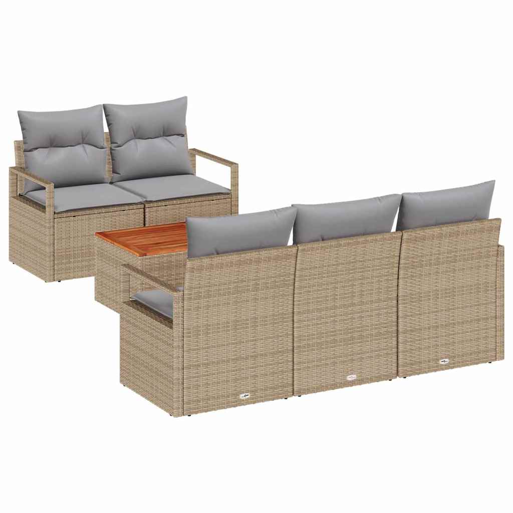 vidaXL Zestaw Sof na Ogród z poduszką 6 pcs Beżowy polirattan
