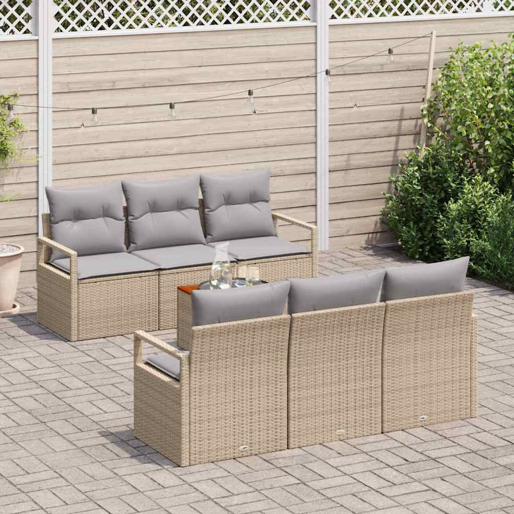 vidaXL Zestaw Sof na Ogród z poduszką 7 pcs Beżowy polirattan