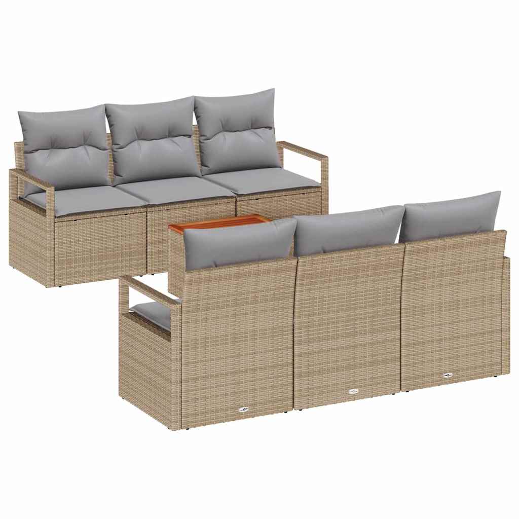 vidaXL Zestaw Sof na Ogród z poduszką 7 pcs Beżowy polirattan