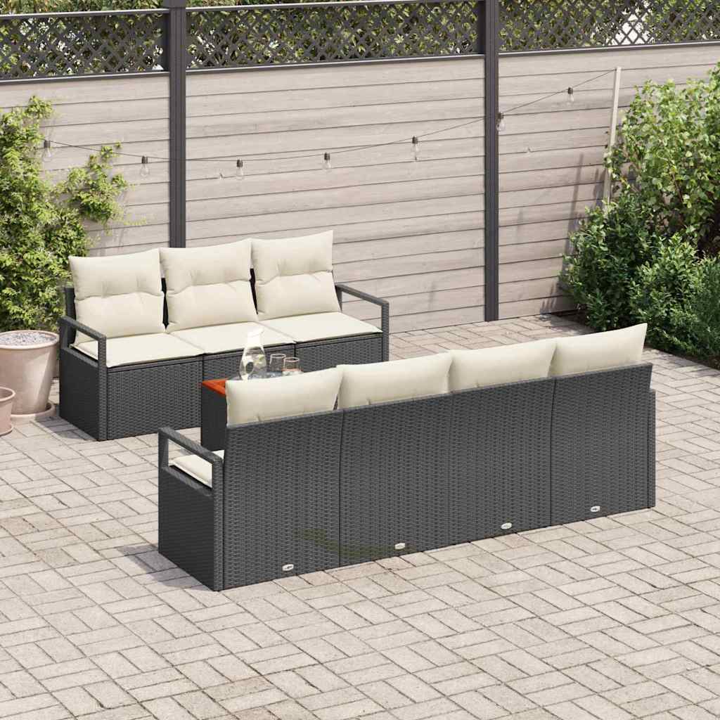 vidaXL Zestaw Sof na Ogród z poduszką 8 pcs Czarny polirattan