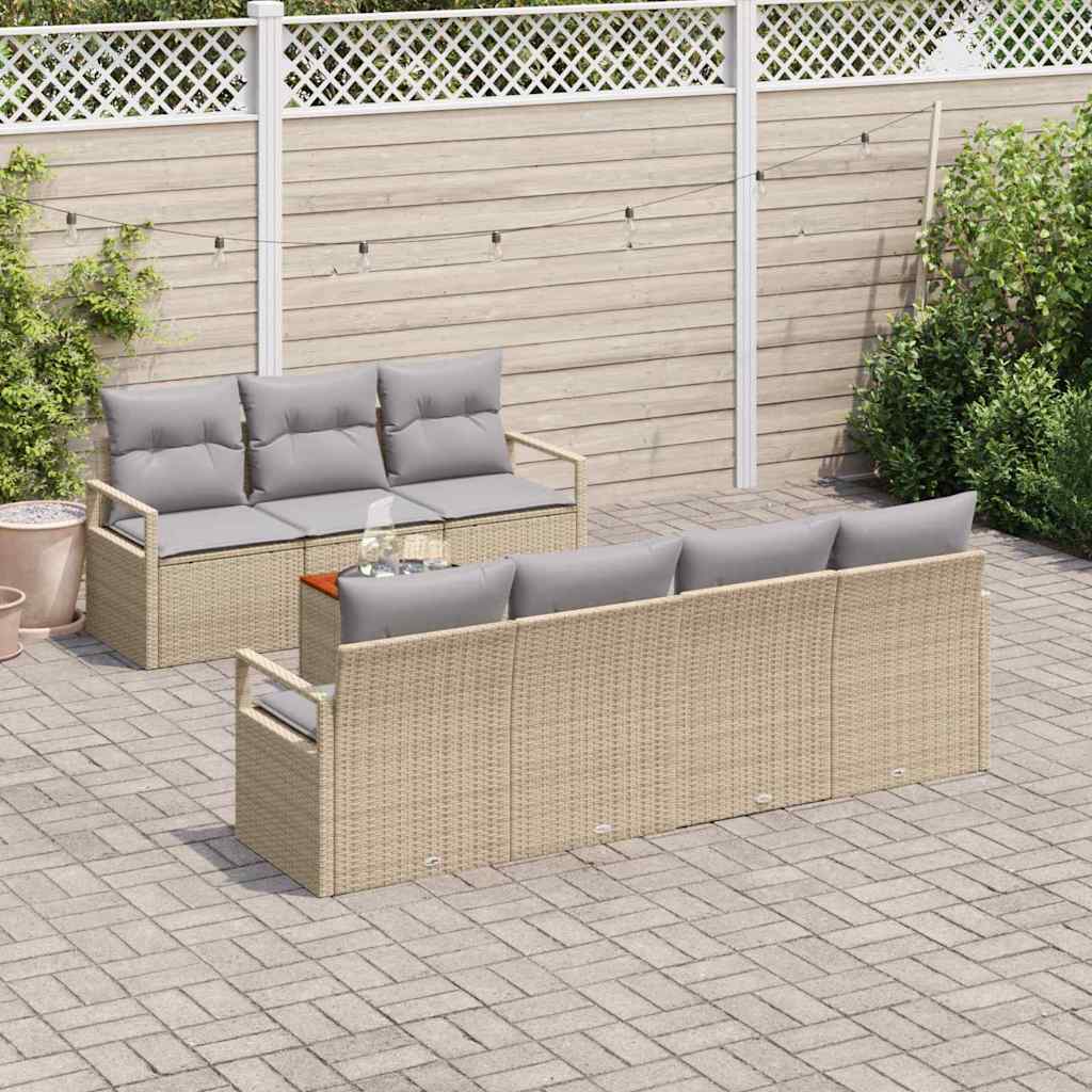 vidaXL Zestaw Sof na Ogród z poduszką 8 pcs Beżowy polirattan