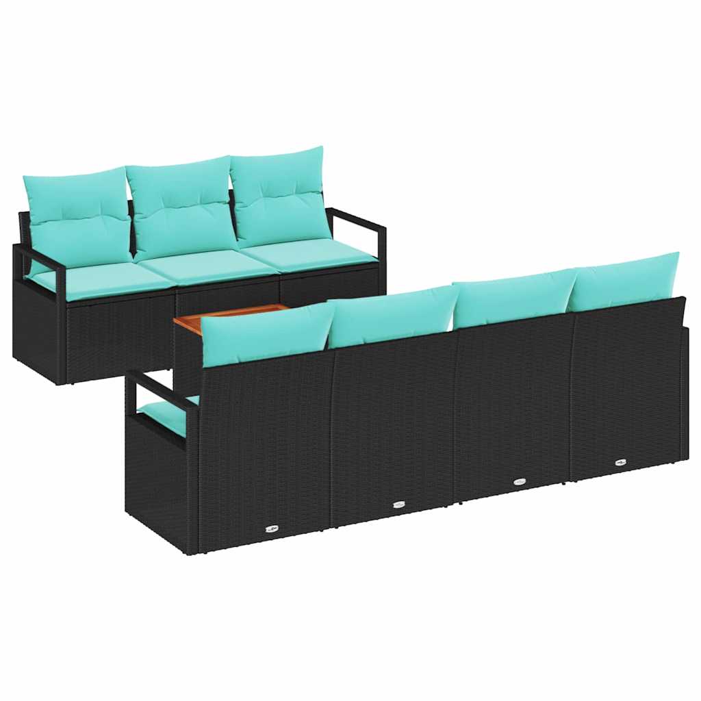vidaXL Zestaw Sof na Ogród z poduszką 8 pcs Czarny polirattan