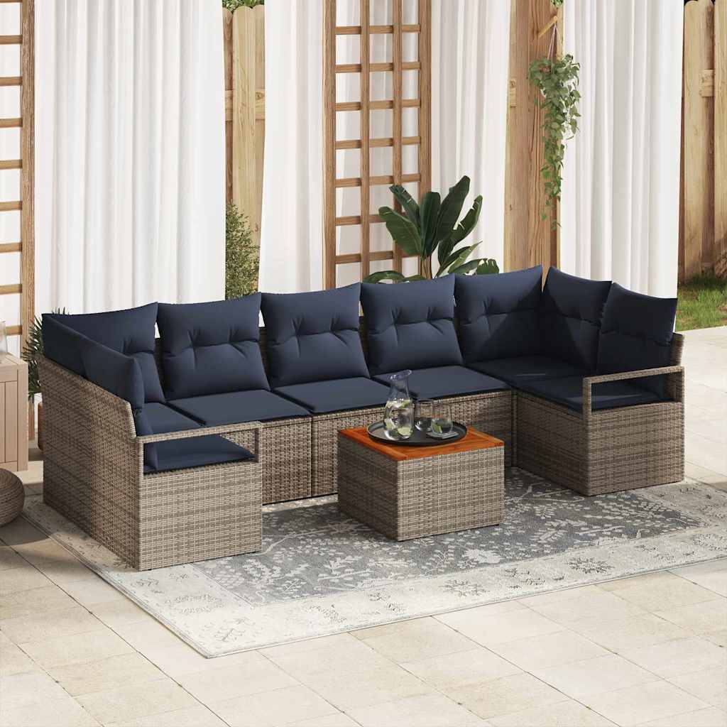 vidaXL Zestaw Sof na Ogród z poduszką 8 pcs Szary polirattan