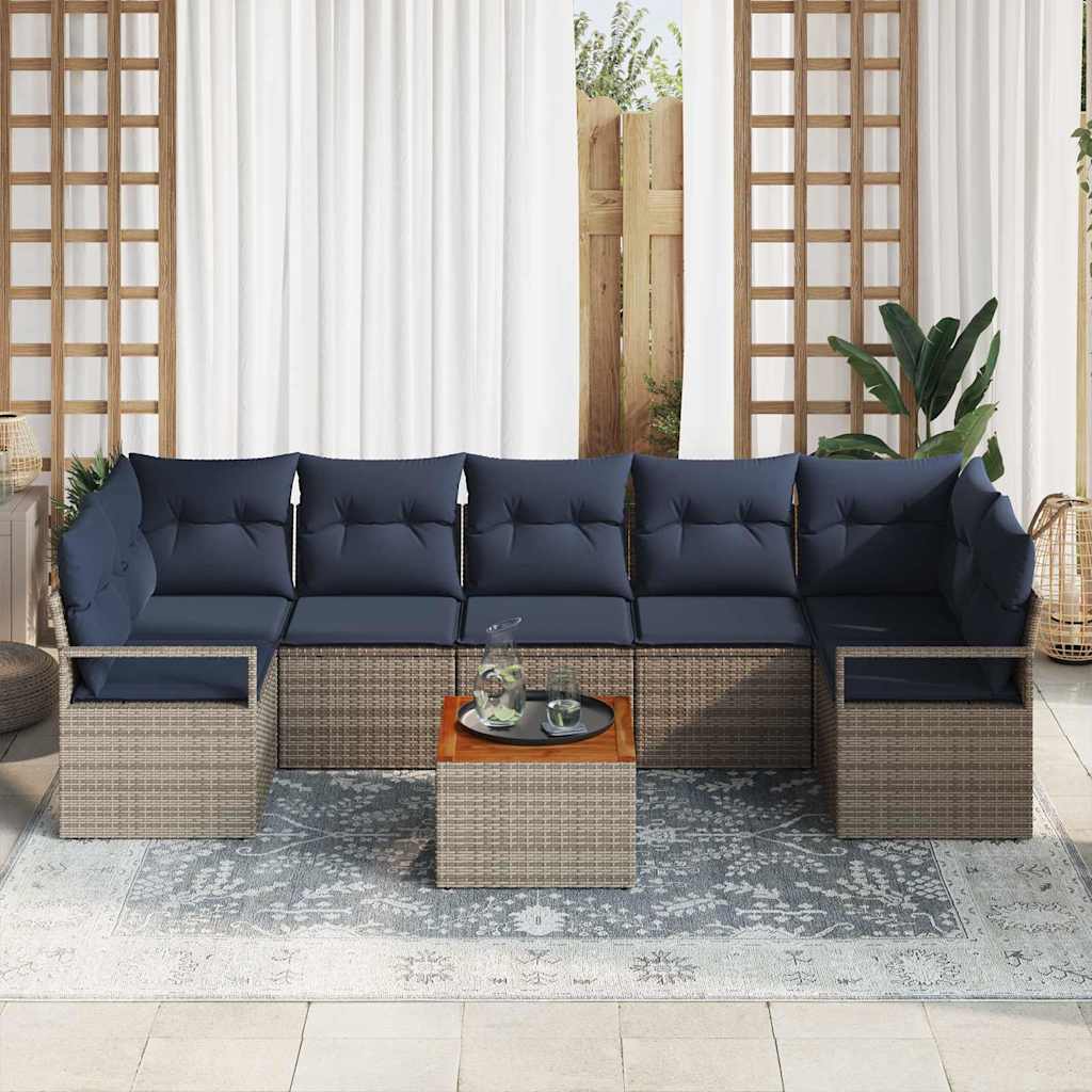 vidaXL Zestaw Sof na Ogród z poduszką 8 pcs Szary polirattan