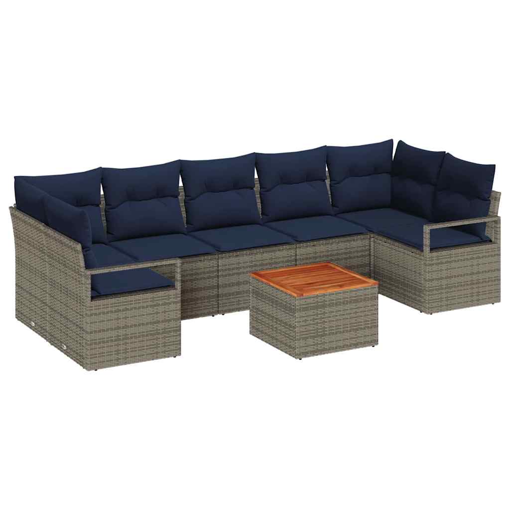 vidaXL Zestaw Sof na Ogród z poduszką 8 pcs Szary polirattan