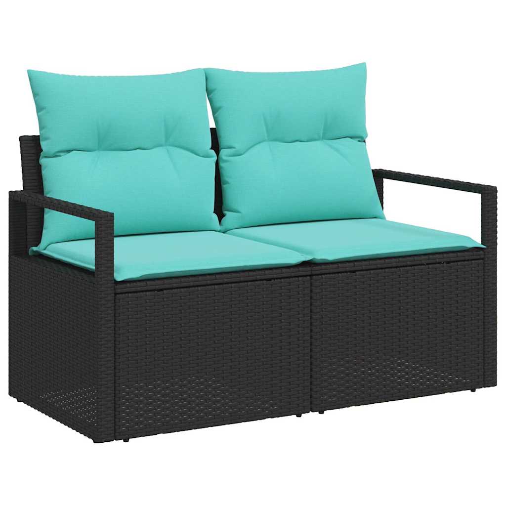 vidaXL Zestaw Sof na Ogród z poduszką 8 pcs Czarny polirattan